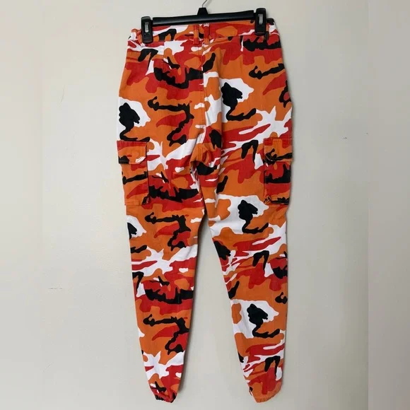 American Bazi Orange Camo Cargo Pants Joggers Utility Streetwear Size M - Picture 5 of 10